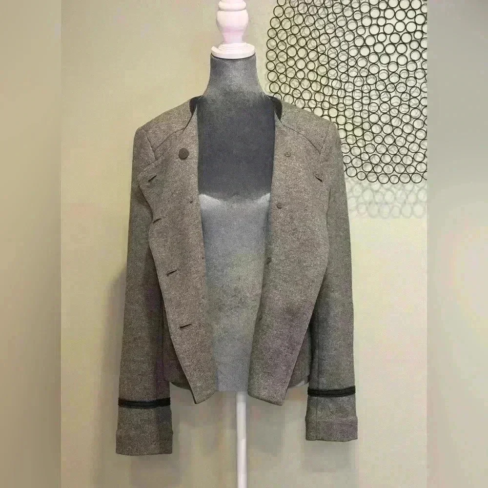 Loft - Double-breasted Pea Coat jacket top Gray - Size Large